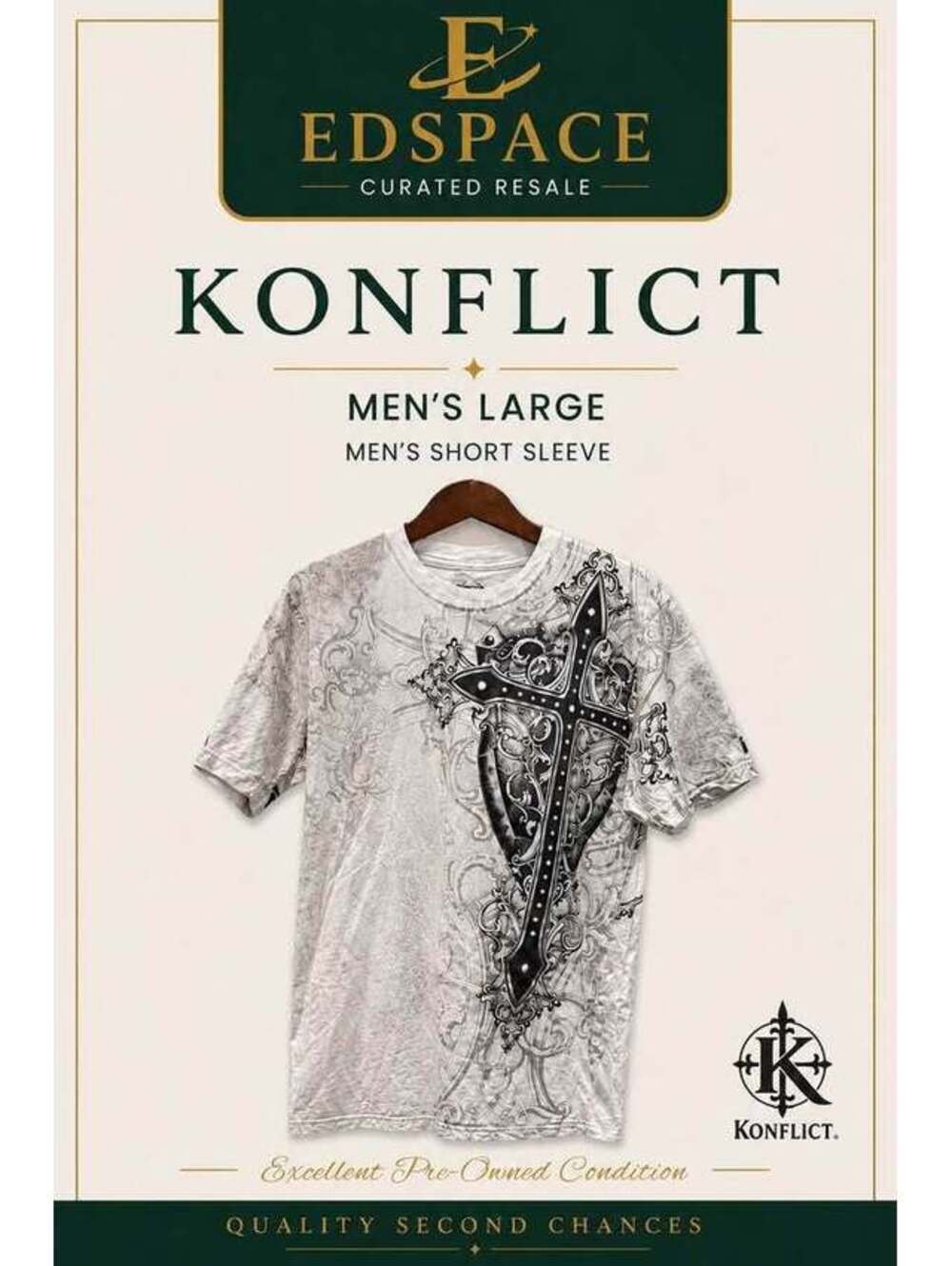 Vintage Konflict Men’s L Graphic Y2K Gothic Tattoo 2000s Tee